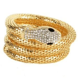 Gold Clear Rhinestone Wrap Around Snake Bracelet